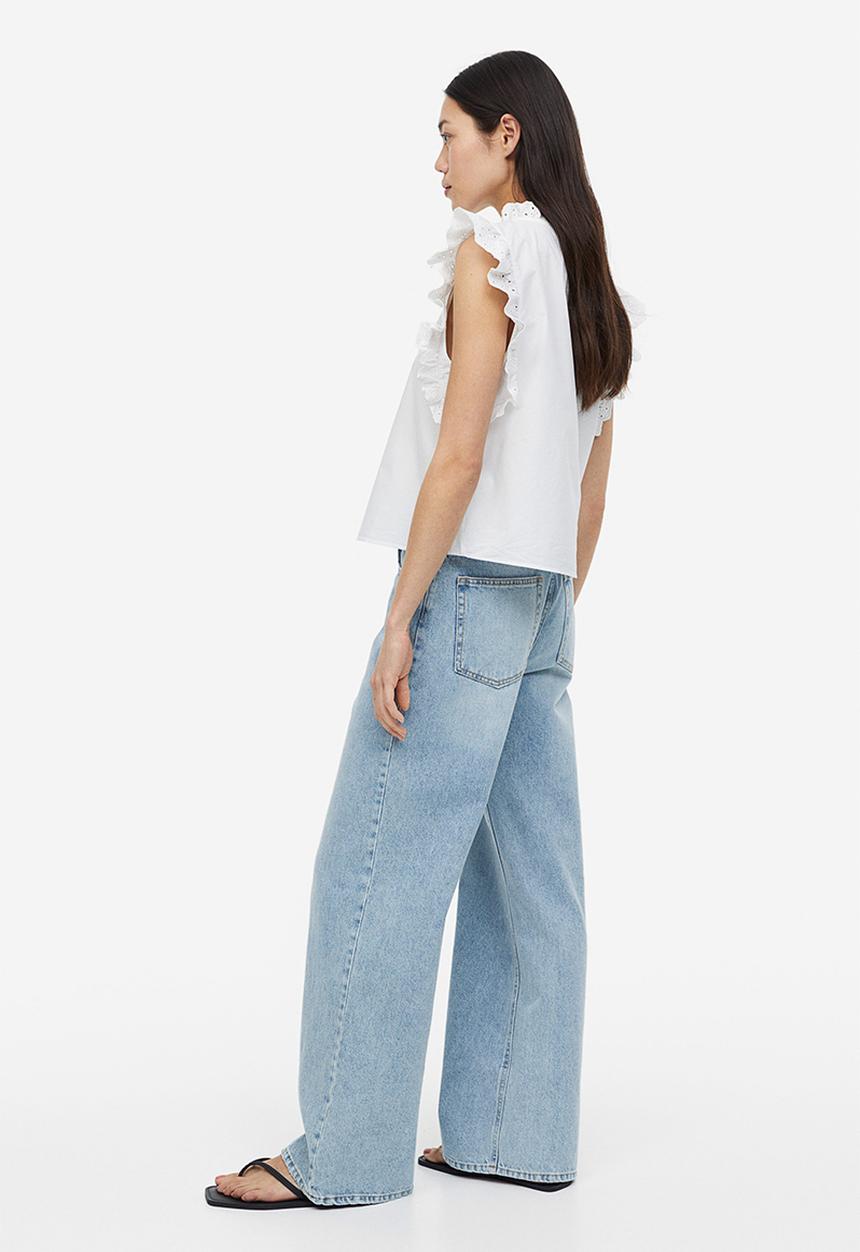 H&M - Broderie anglaise-detail blouse - white