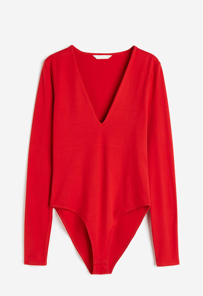 H&M - V-neck bodysuit - red