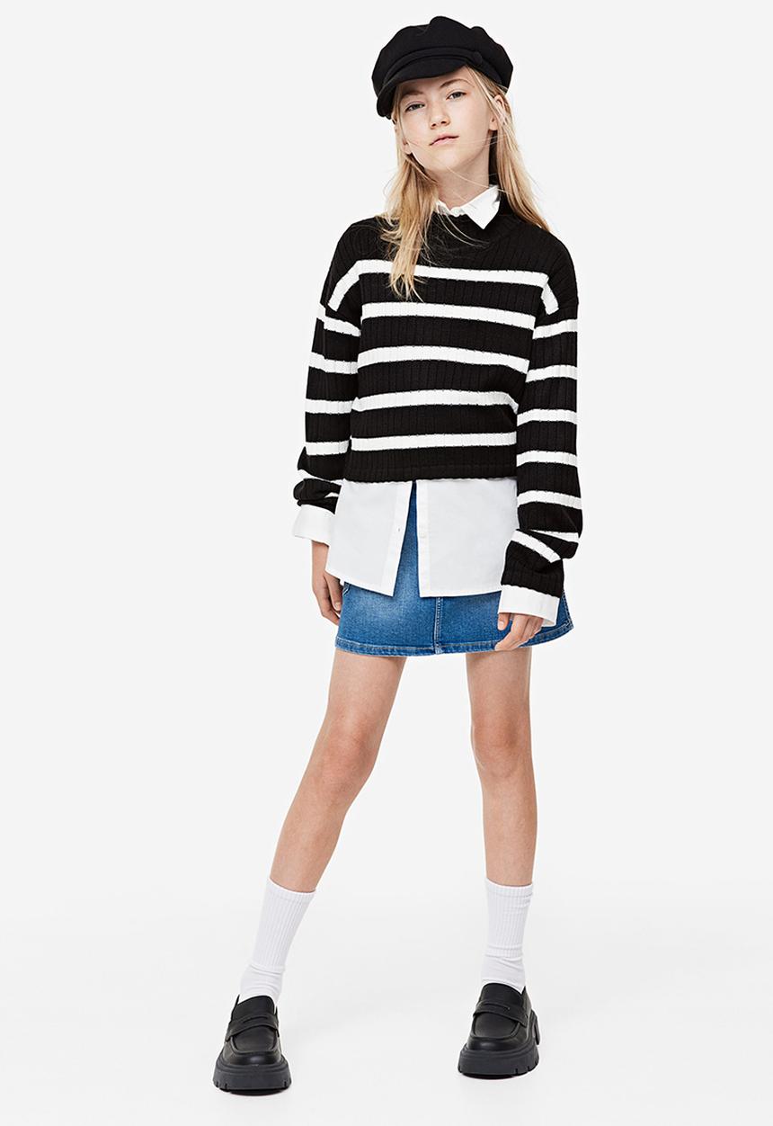 H&M - Boxy-style rib-knit jumper - black