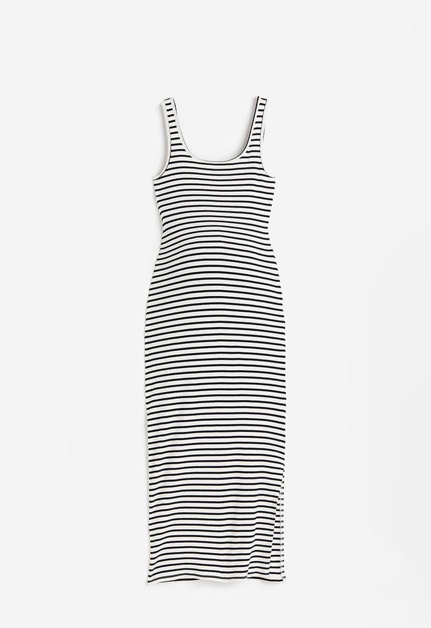 H&M - Mama ribbed sleeveless dress - white & black striped
