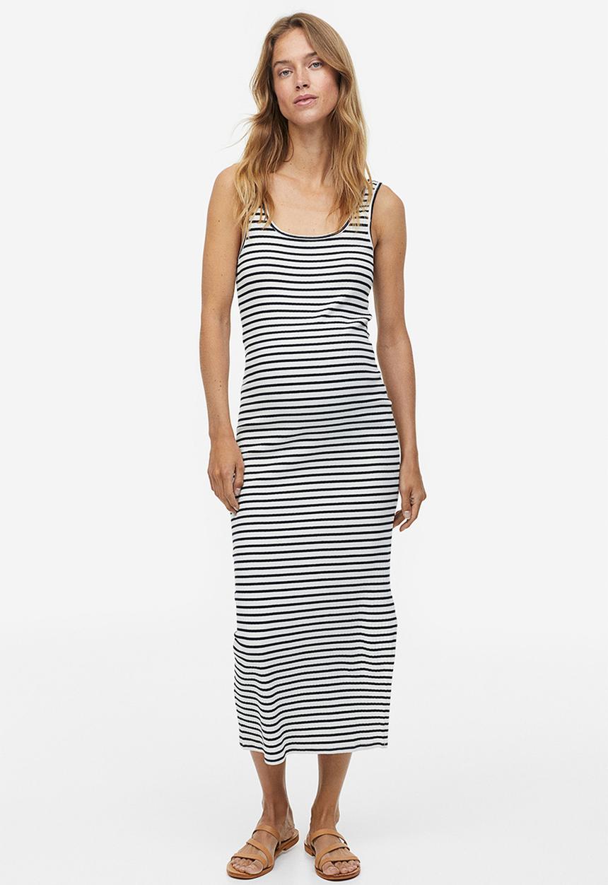 H&M - Mama ribbed sleeveless dress - white & black striped