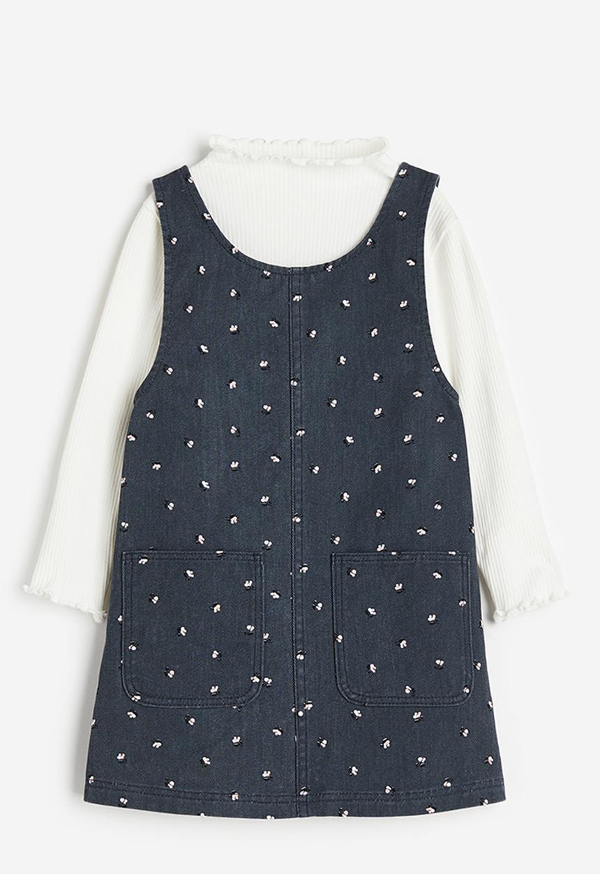 H&M - 2-Piece top and dress set - Dark grey Floral