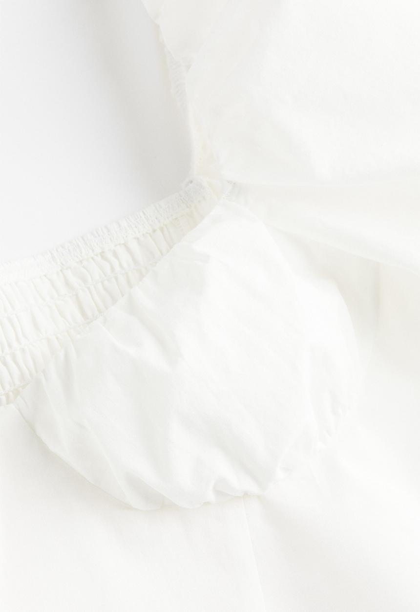 H&M - Puff-sleeved cropped blouse - white