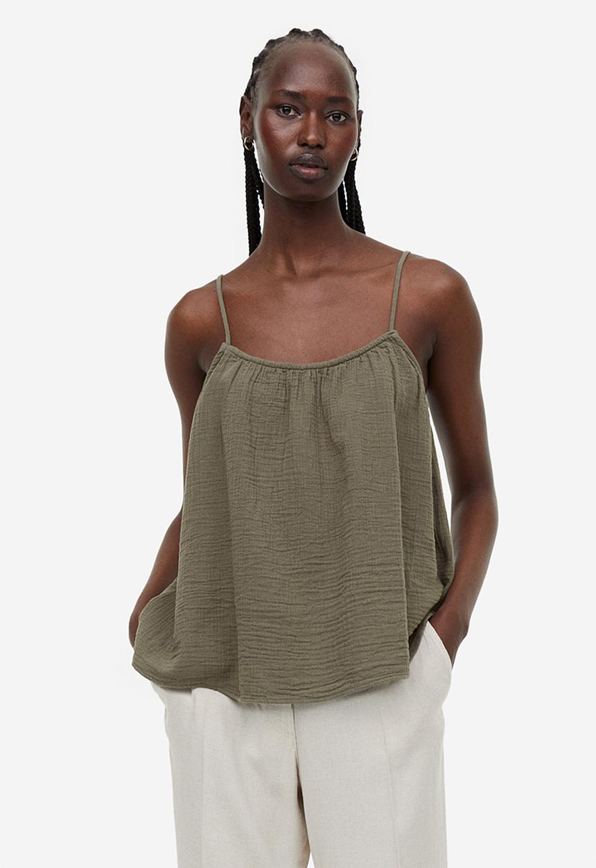 H&M - Strappy top - dark khaki green