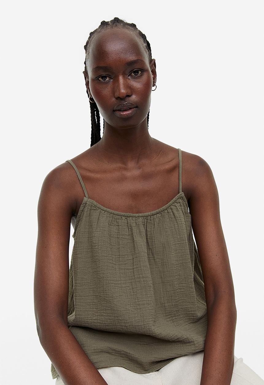 H&M - Strappy top - dark khaki green