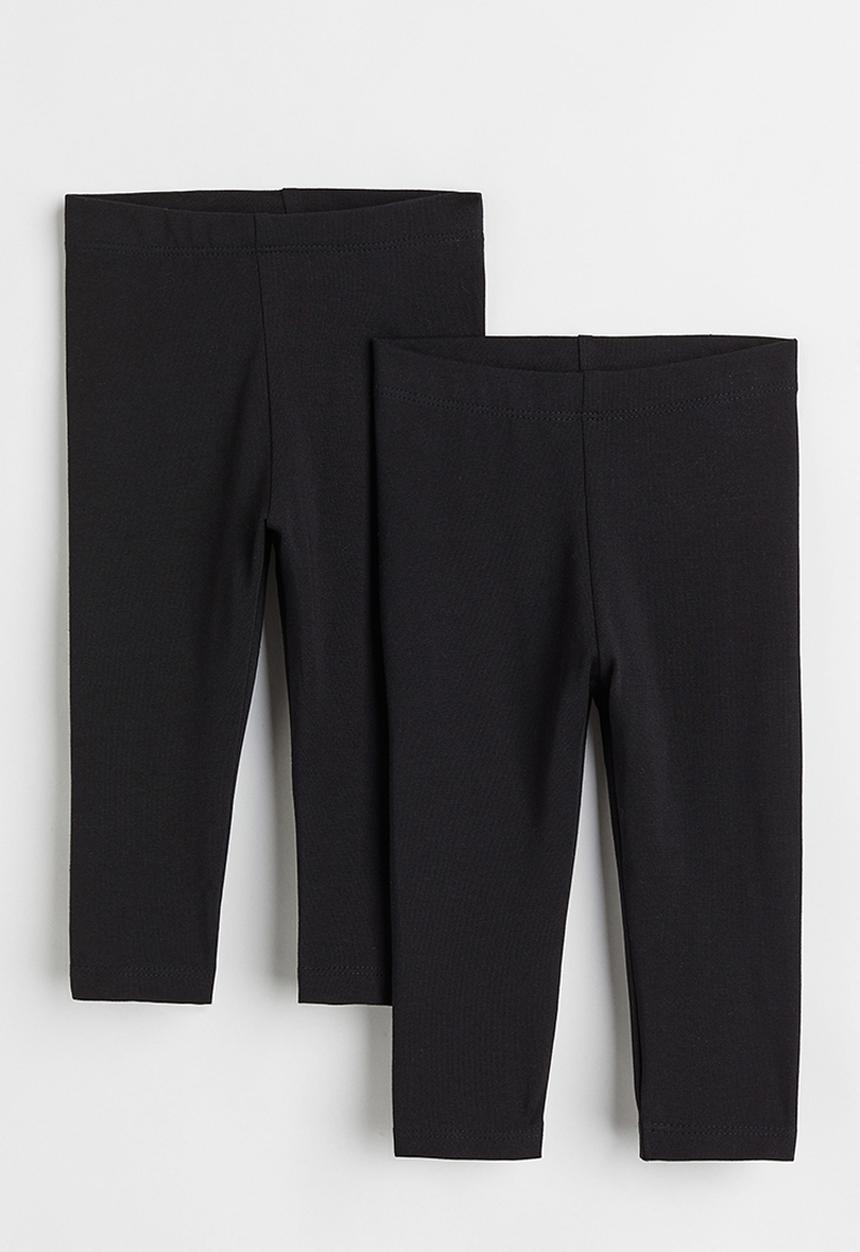 H&M - 2-pack cotton leggings - Black