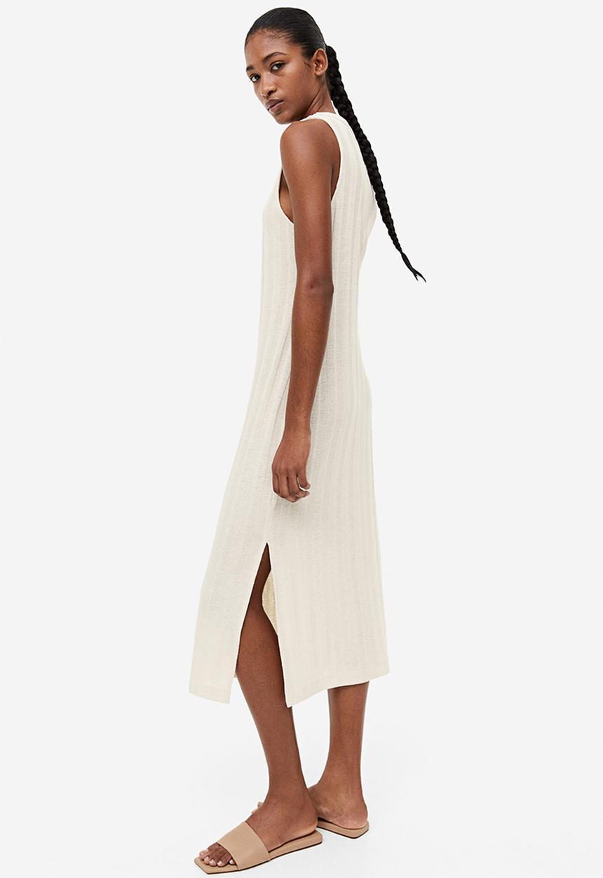 H&M - Rib-knit dress - light beige