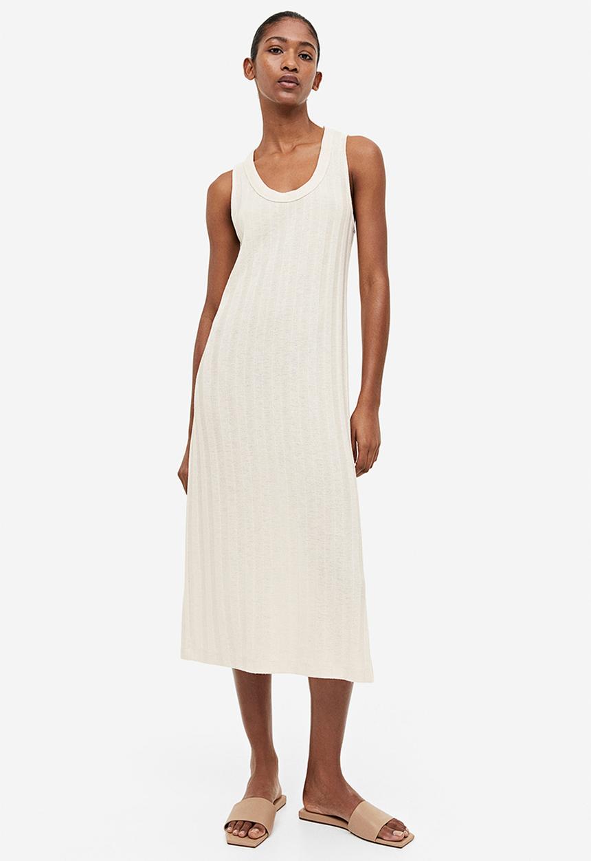 H&M - Rib-knit dress - light beige