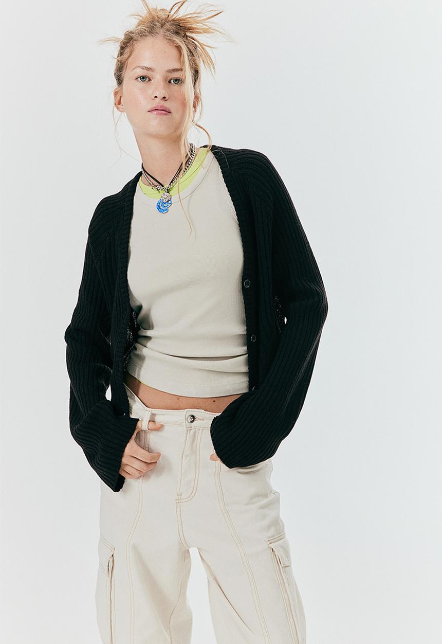 H&M - Rib-knit cardigan - black