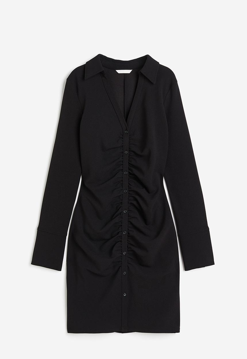 H&M - Draped shirt dress - Black
