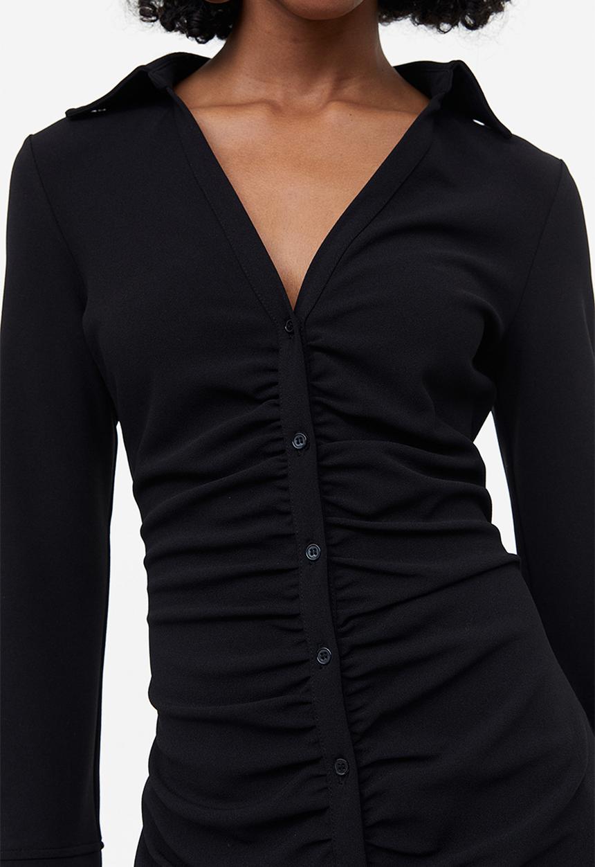 H&M - Draped shirt dress - Black