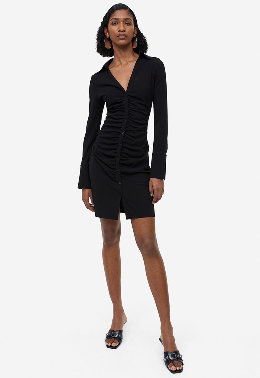 H&M - Draped shirt dress - Black