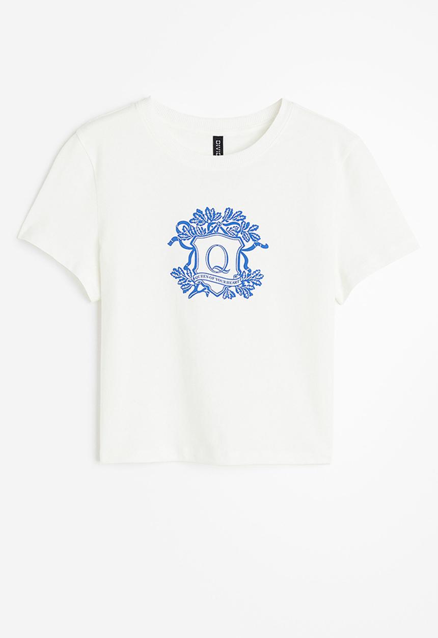 H&M - Printed T-shirt - cream/queen