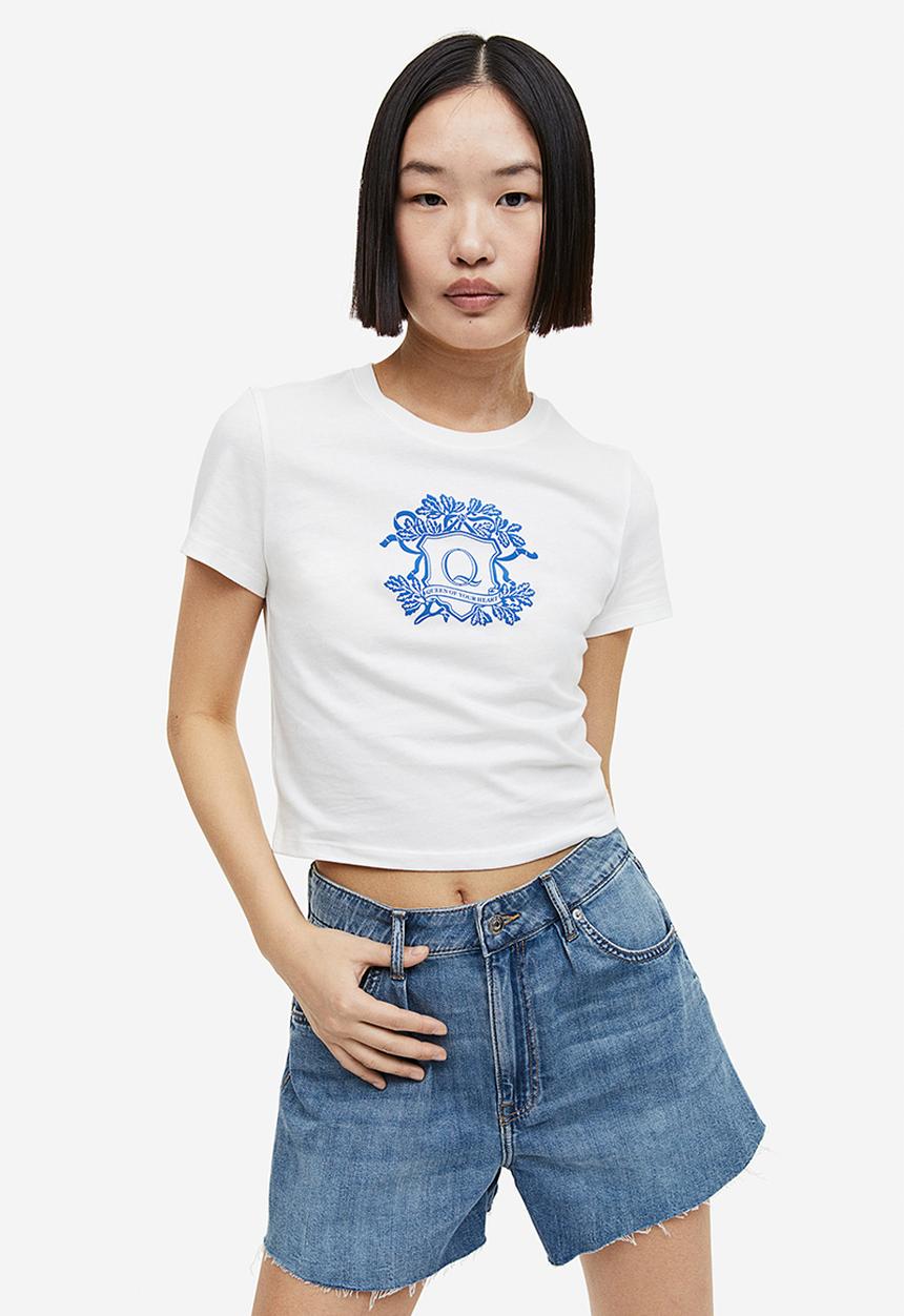 H&M - Printed T-shirt - cream/queen