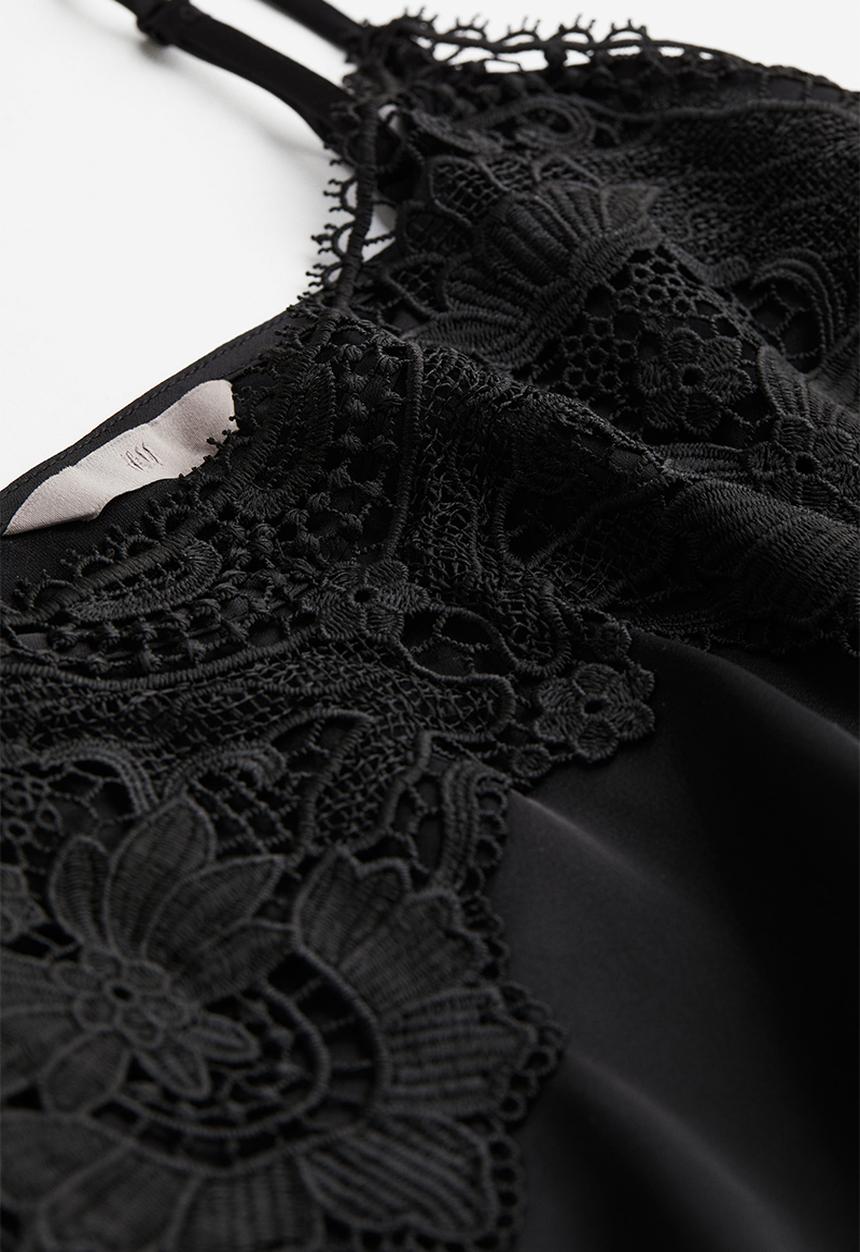 H&M - Lace-trimmed cami top - black