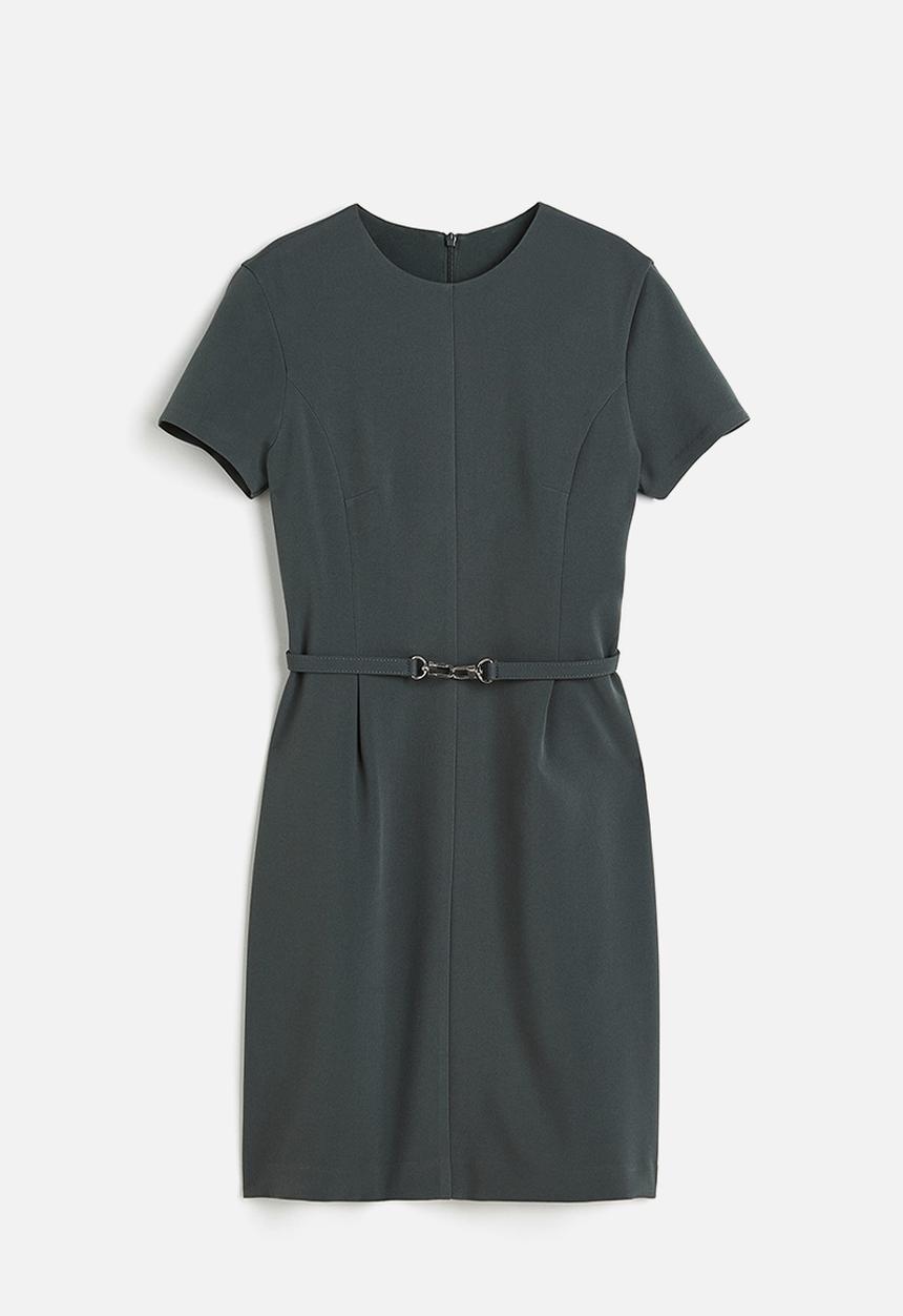 H&M - Belted dress - dark green