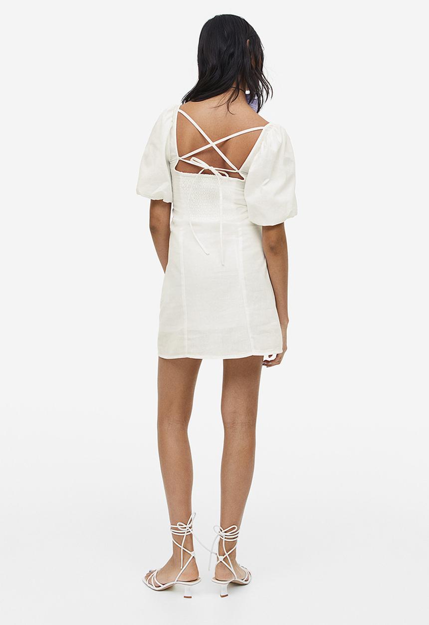 H&M - Puff-sleeved dress - white