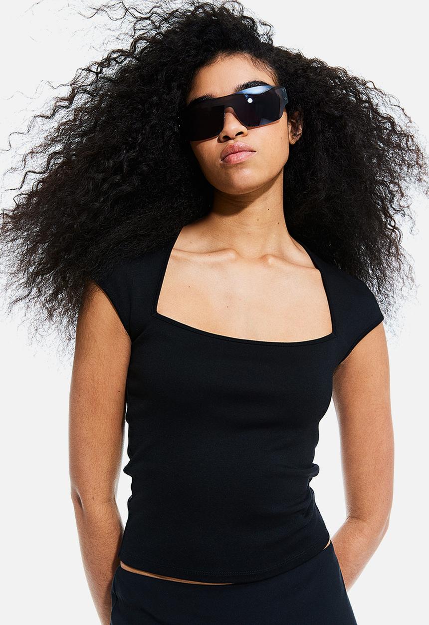 H&M - Cap-sleeved top - black