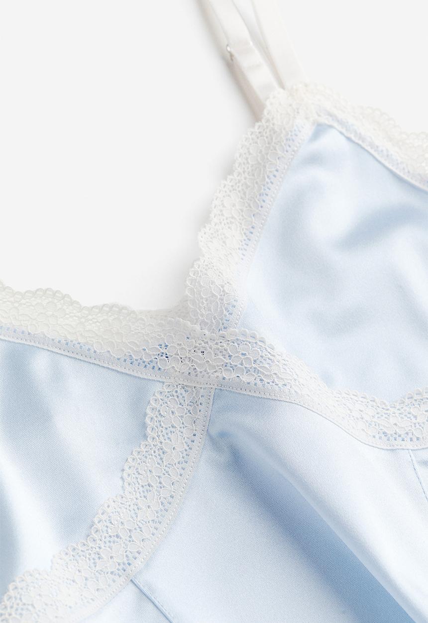 H&M - Lace-trimmed strappy top - blue