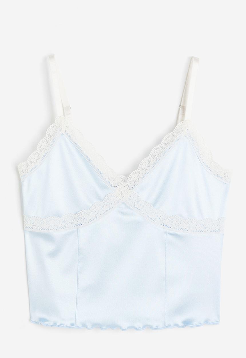 H&M - Lace-trimmed strappy top - blue