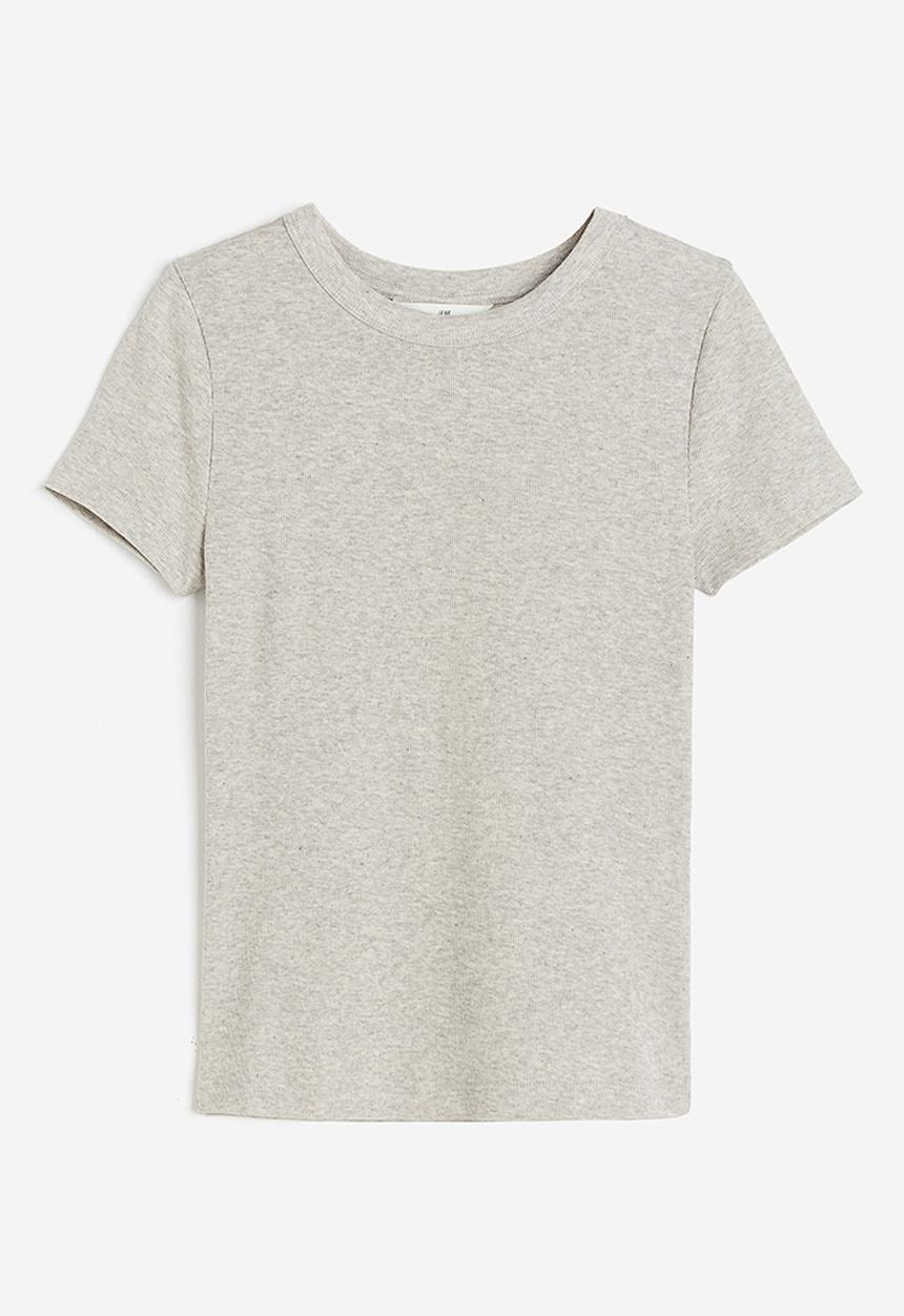H&M - Ribbed modal-blend T-shirt - Beige