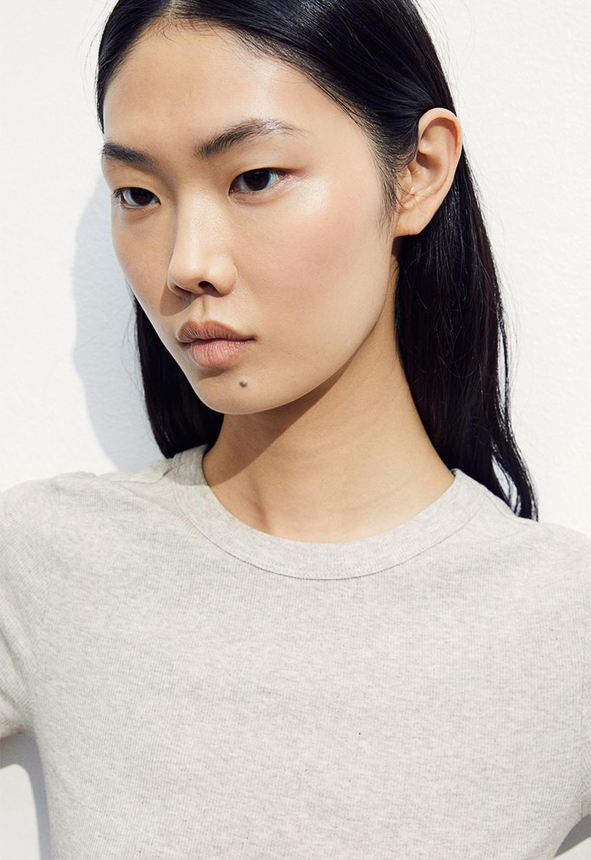 H&M - Ribbed modal-blend T-shirt - Beige
