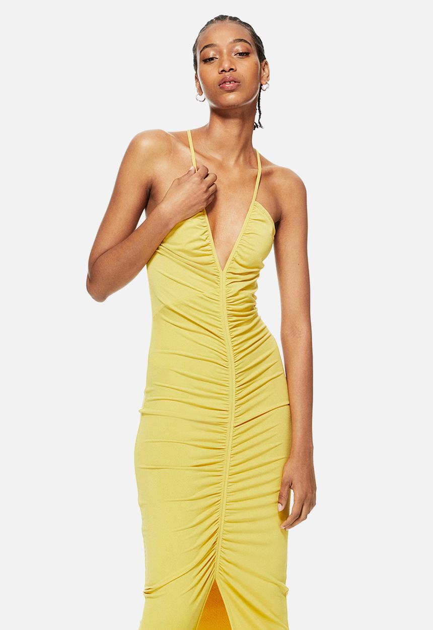 H&M - Draped bodycon dress - yellow