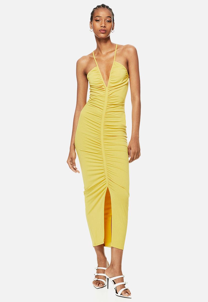 H&M - Draped bodycon dress - yellow