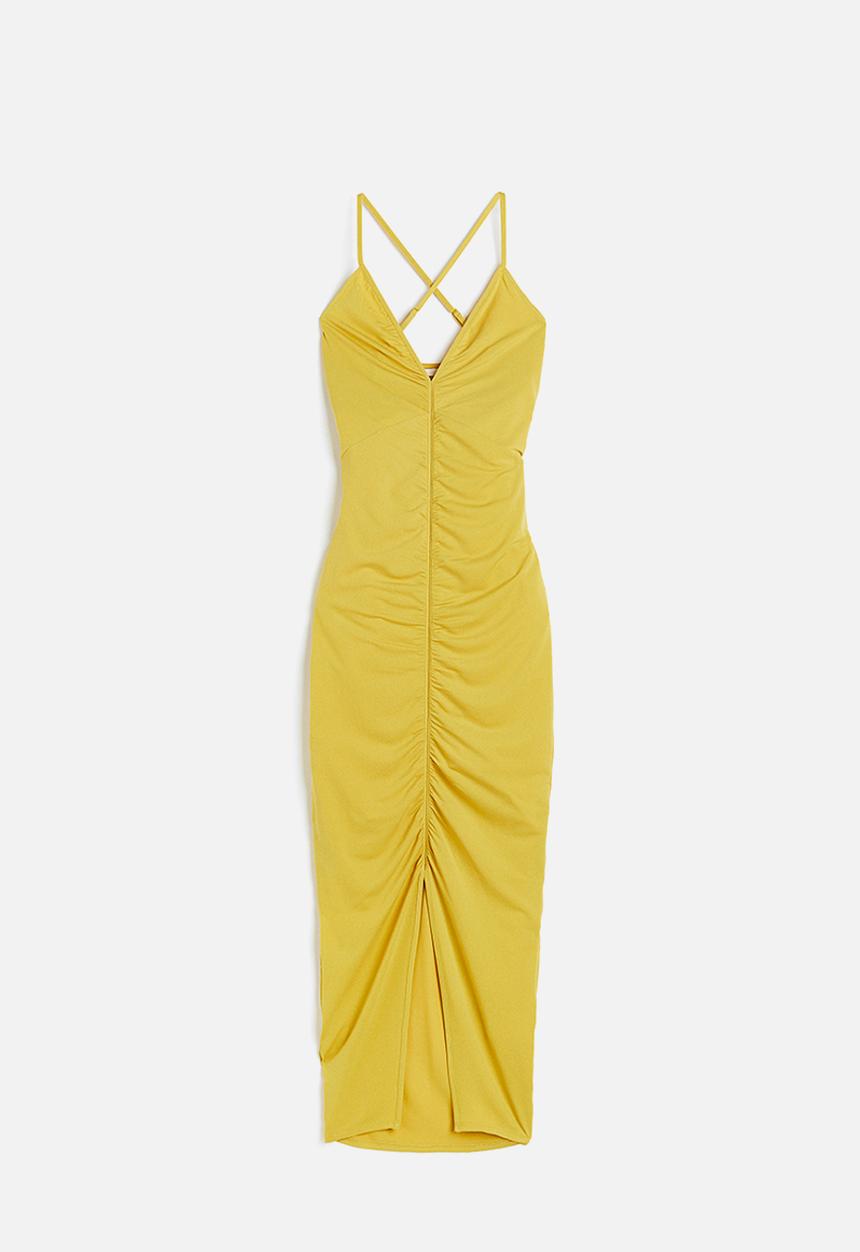 H&M - Draped bodycon dress - yellow