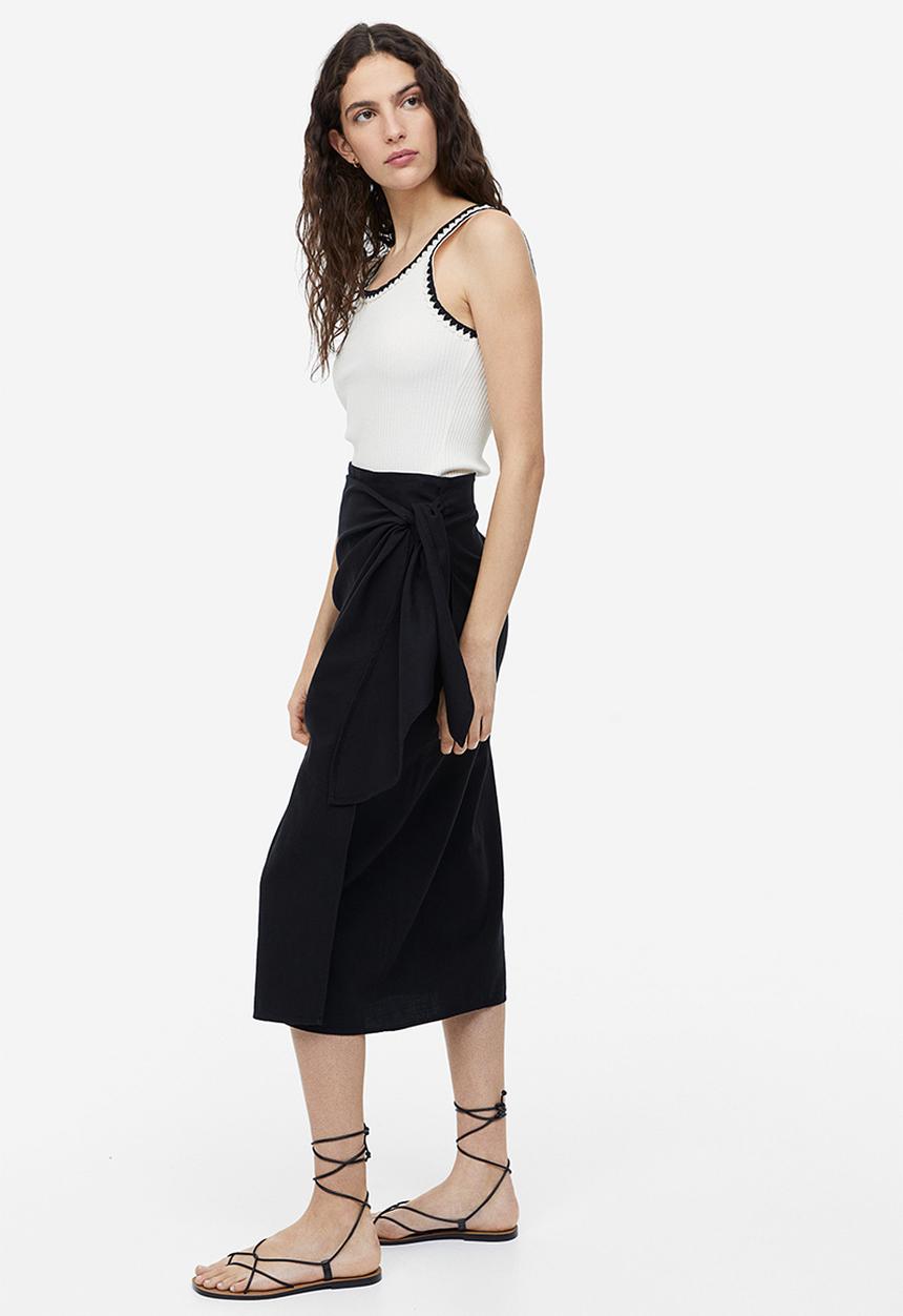 H&M - Cotton wrap skirt - black