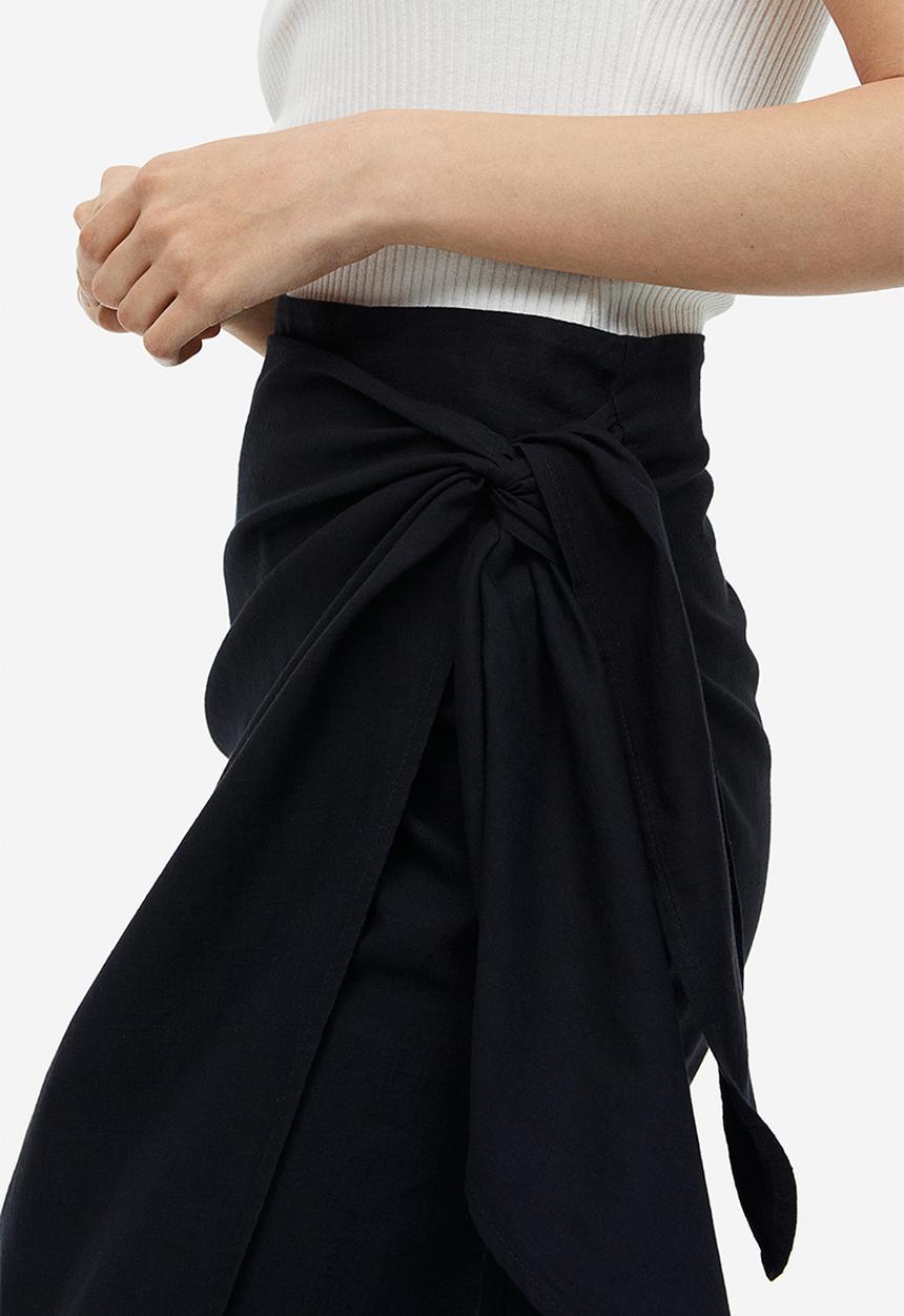 H&M - Cotton wrap skirt - black