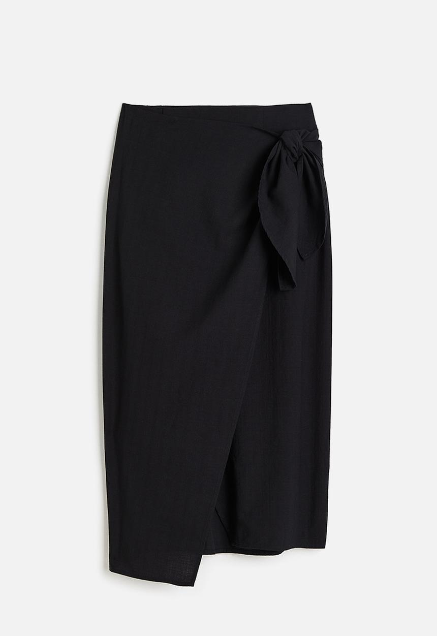 H&M - Cotton wrap skirt - black