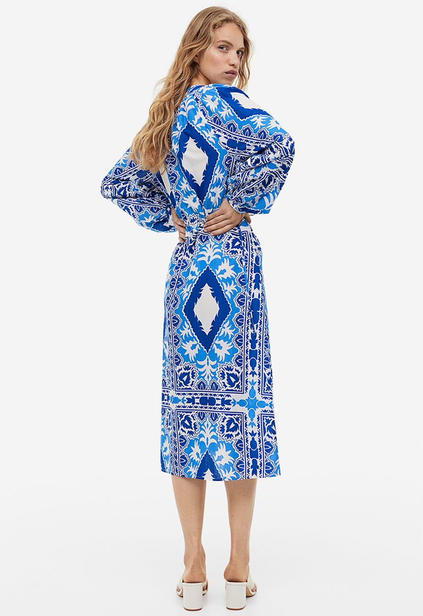 H&M - Patterned cotton dress - bright blue patterned