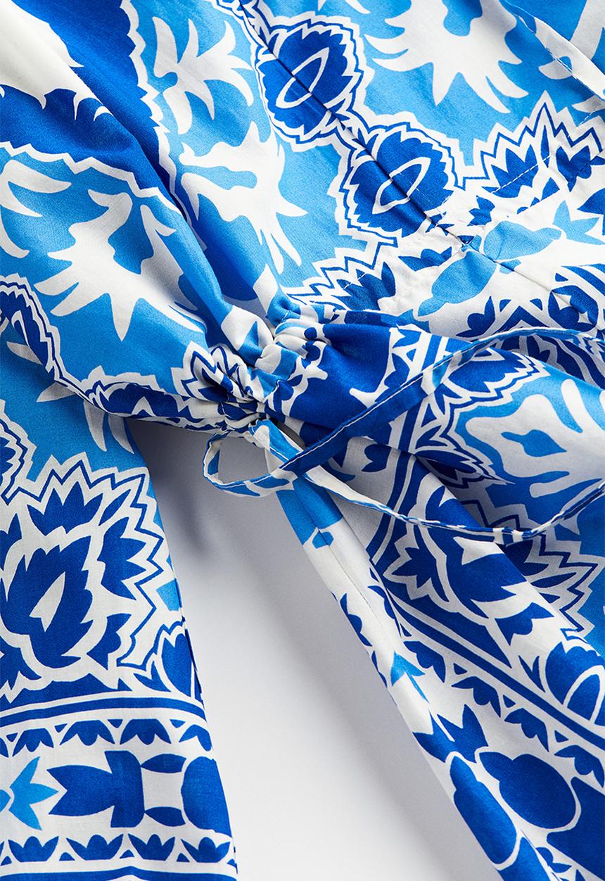 H&M - Patterned cotton dress - bright blue patterned