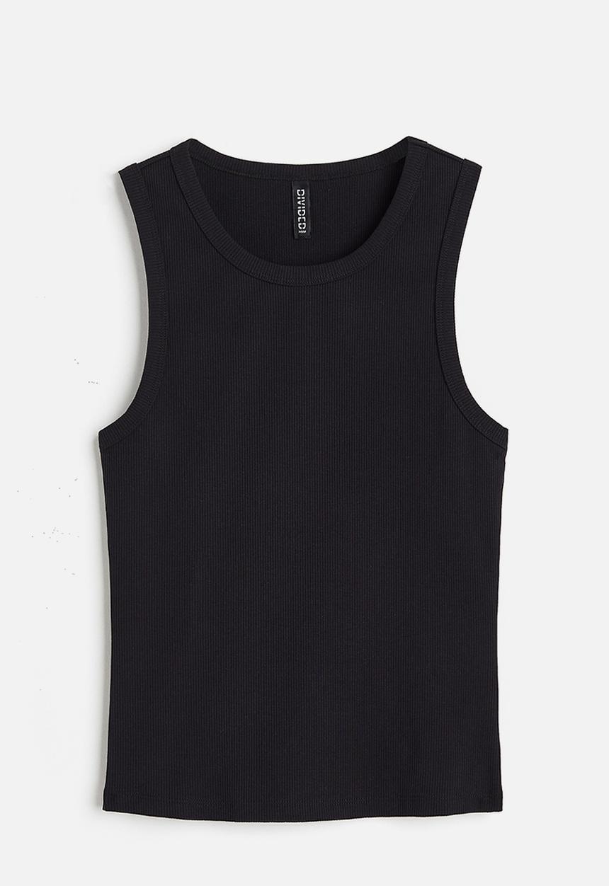 H&M - Ribbed vest top - black