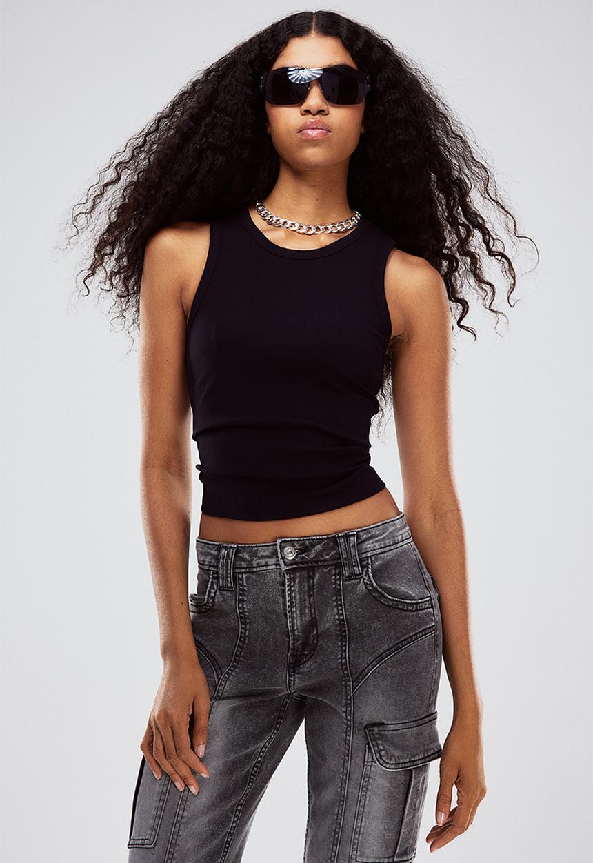 H&M - Ribbed vest top - black