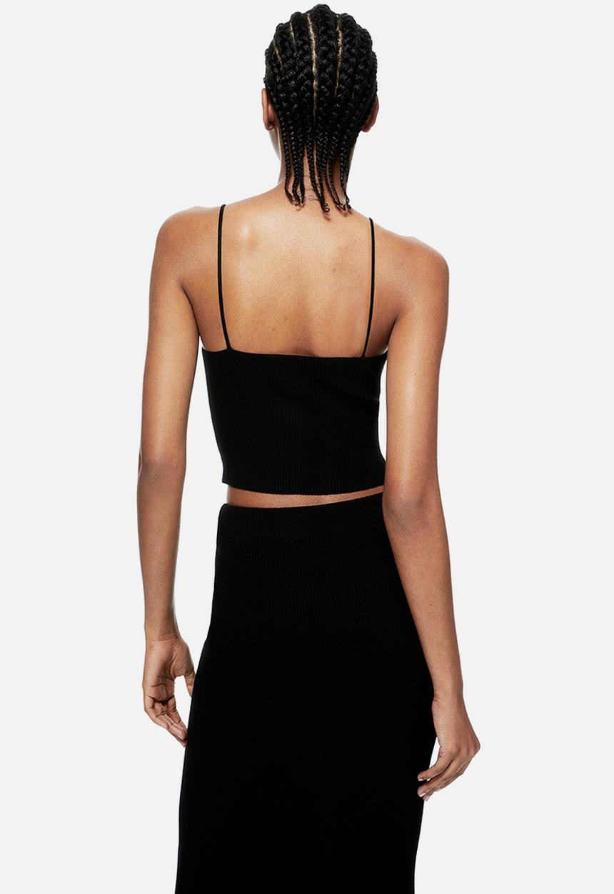 H&M - Rib-knit strappy top - Black
