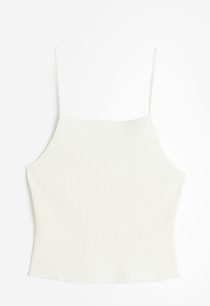 H&M - Rib-knit strappy top - White