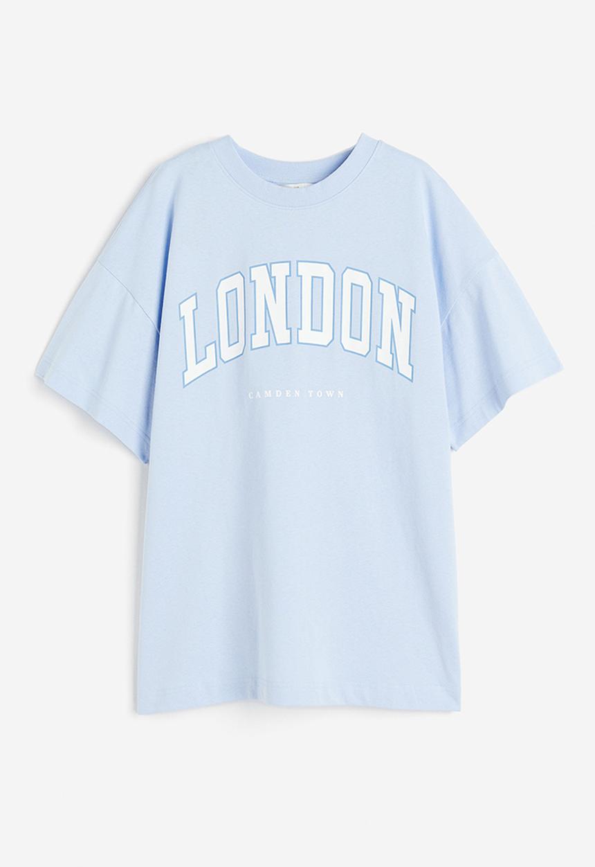 H&M - Oversized printed T-shirt - Light blue London