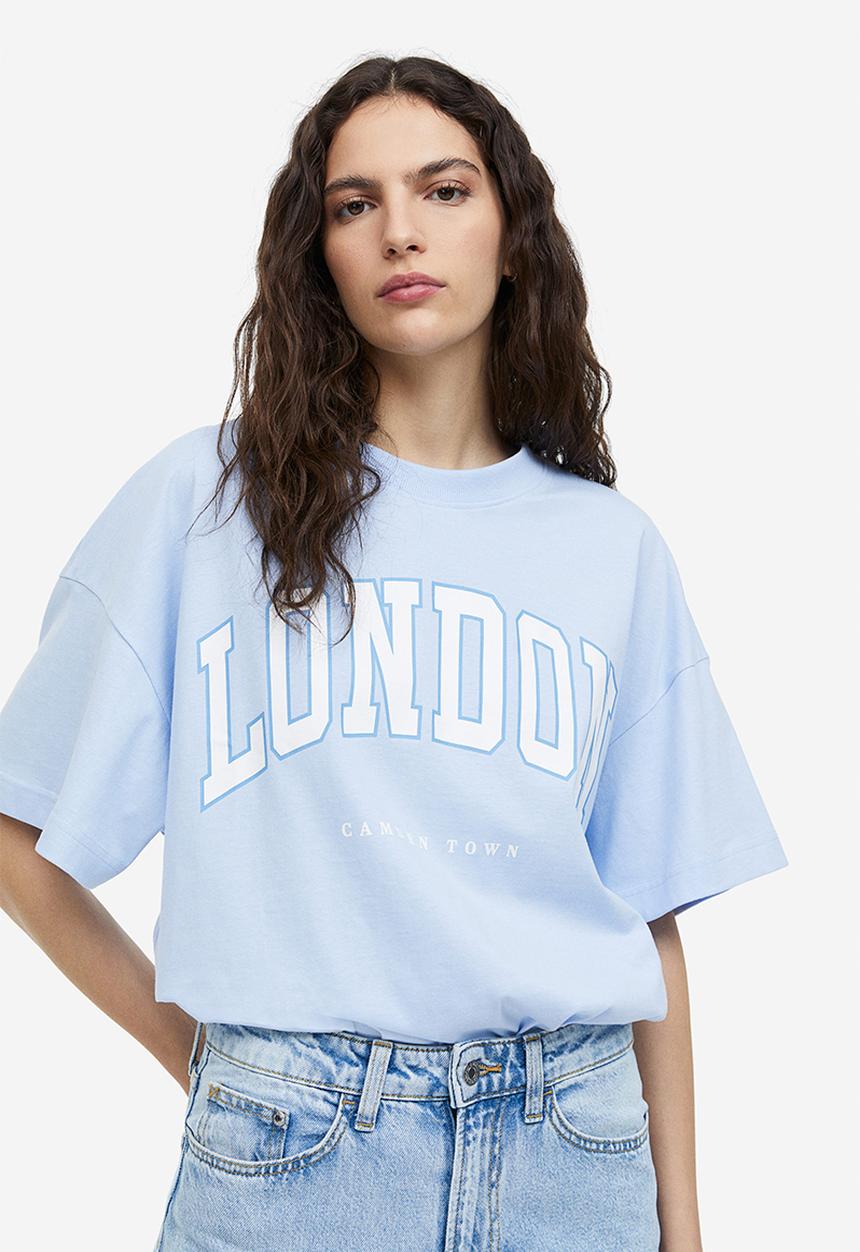 H&M - Oversized printed T-shirt - Light blue London
