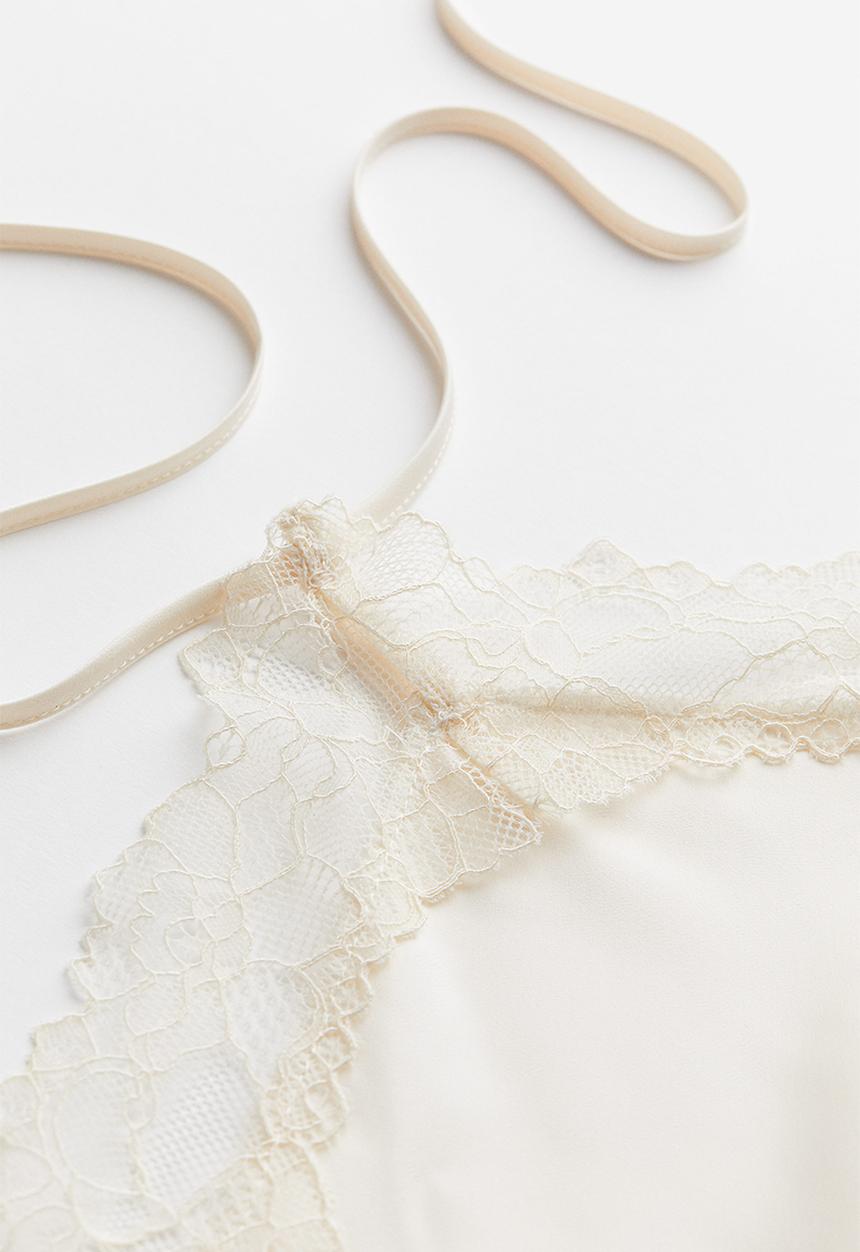 H&M - Lace-trimmed halterneck top - white