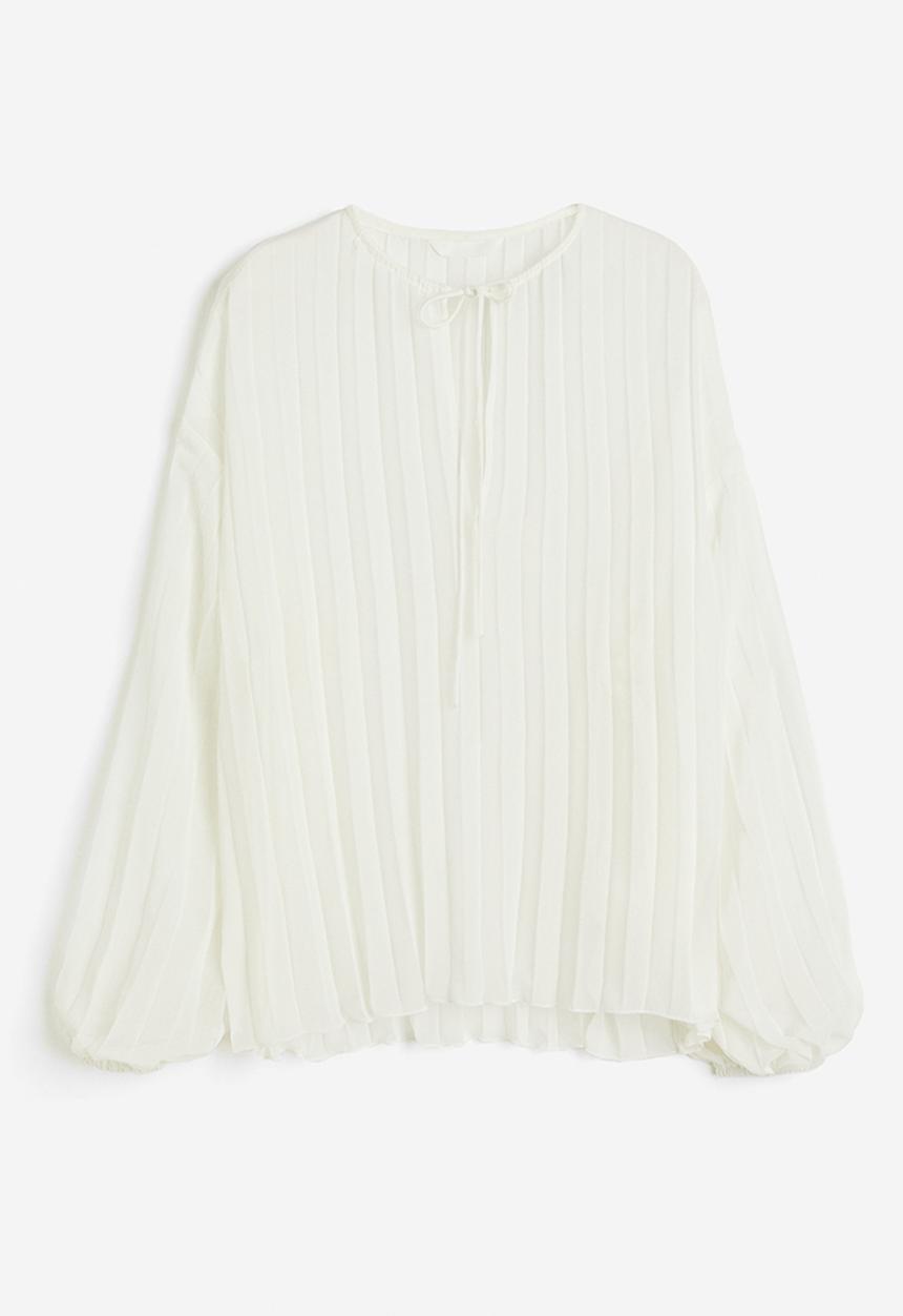 H&M - Pleated blouse - white