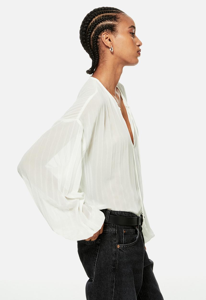 H&M - Pleated blouse - white