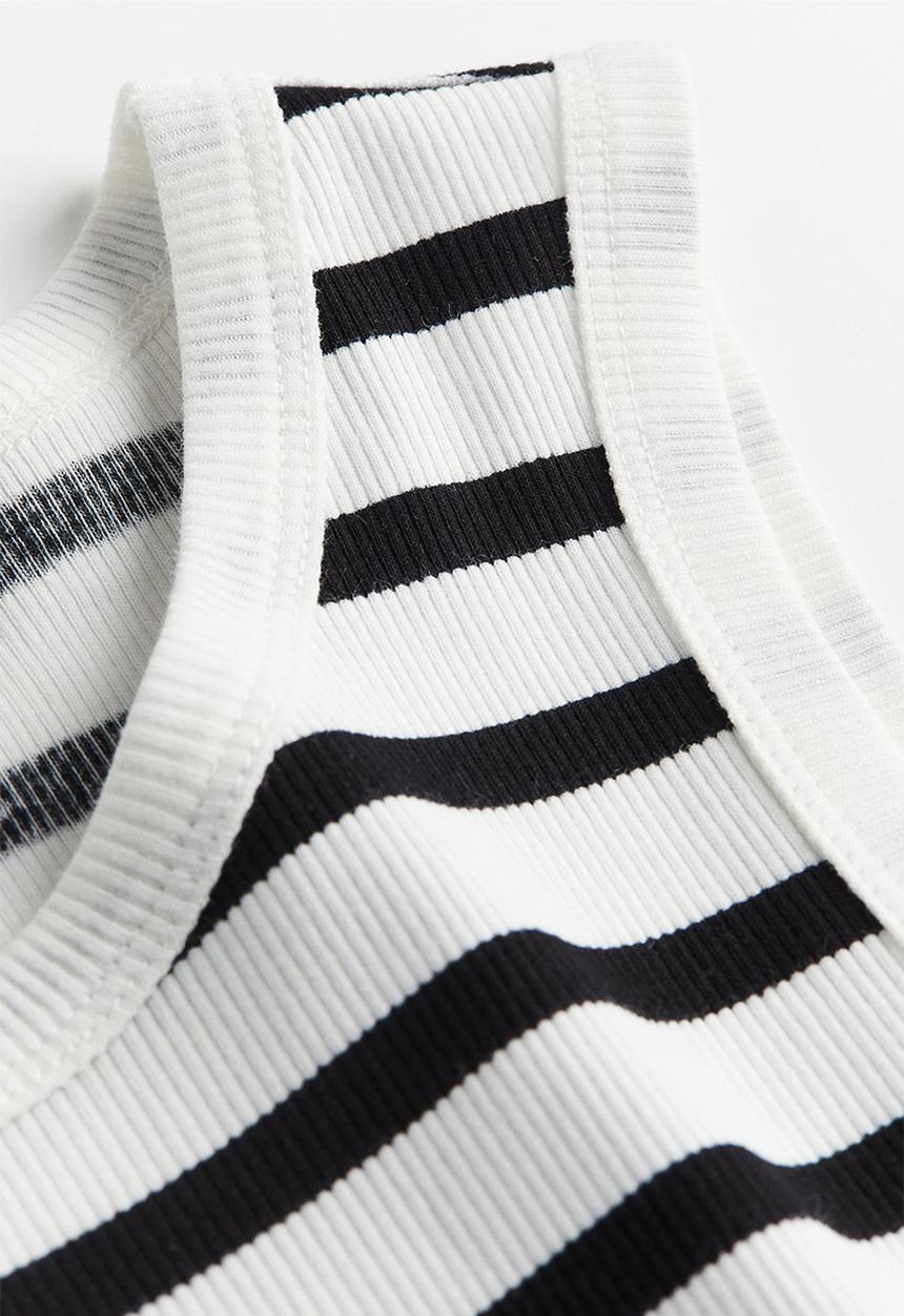 H&M - Ribbed vest top - blue & white