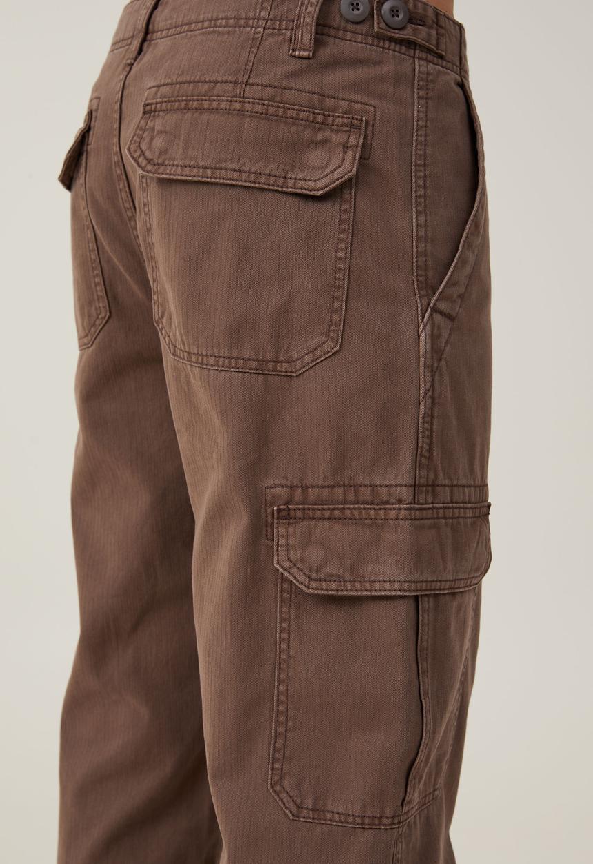 Cotton On - Tactical cargo pant - vintage dark brown herringbone