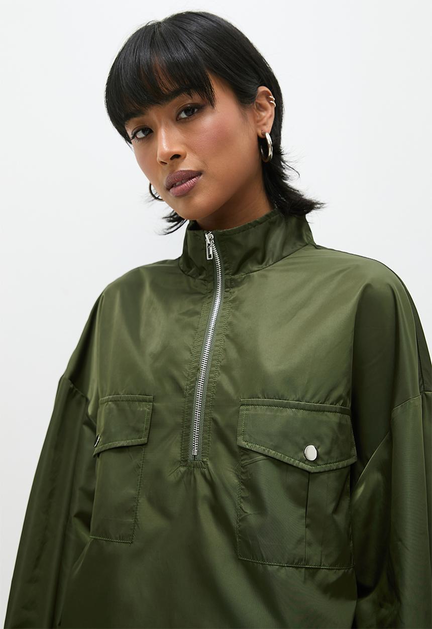 Superbalist - Half zip waterproof jacket - olive