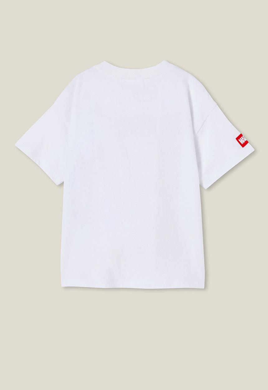 Cotton On - License drop shoulder short sleeve tee - lcn mar white/spiderman crawl