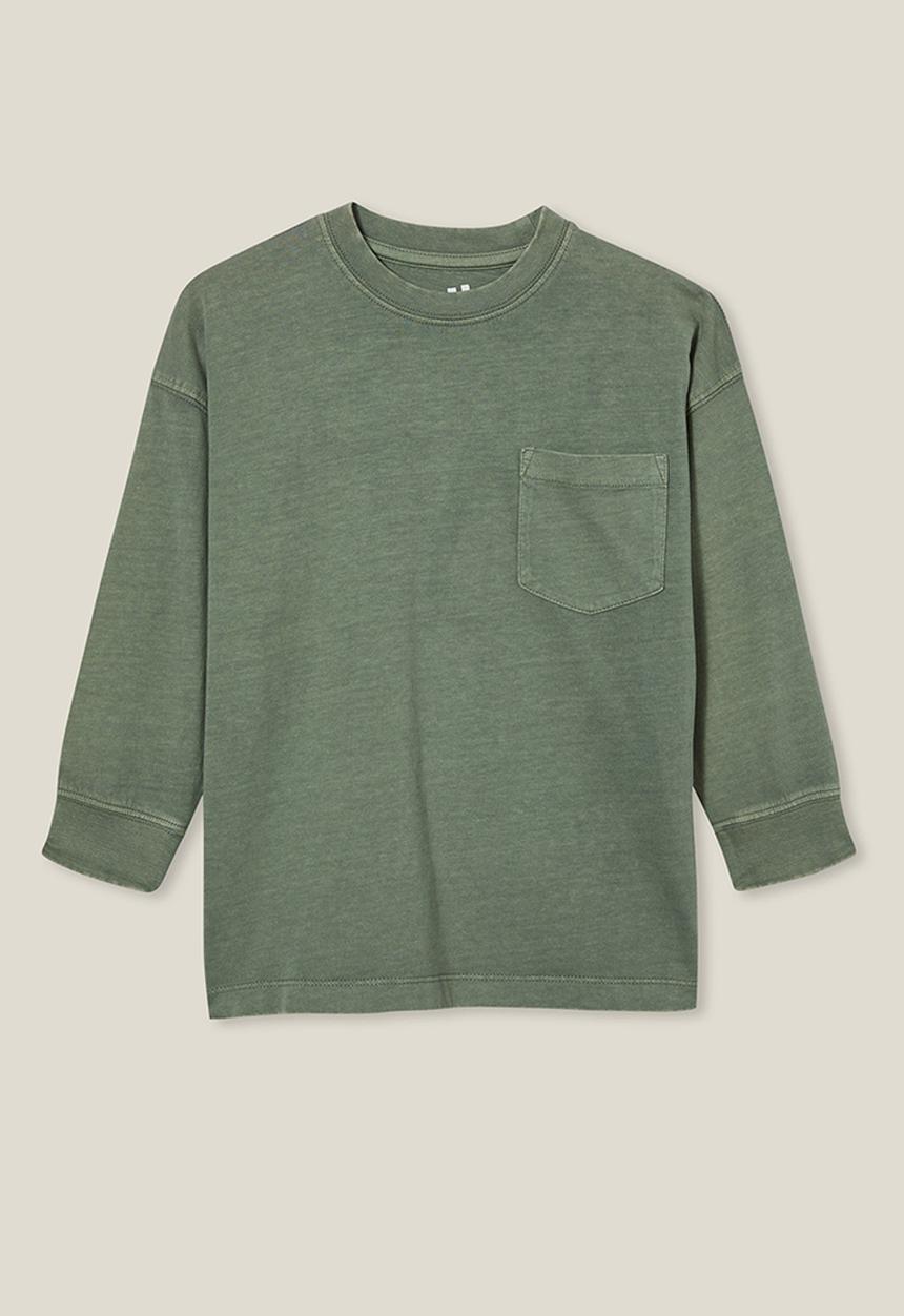 Cotton On - The essential long sleeve tee - swag green wash