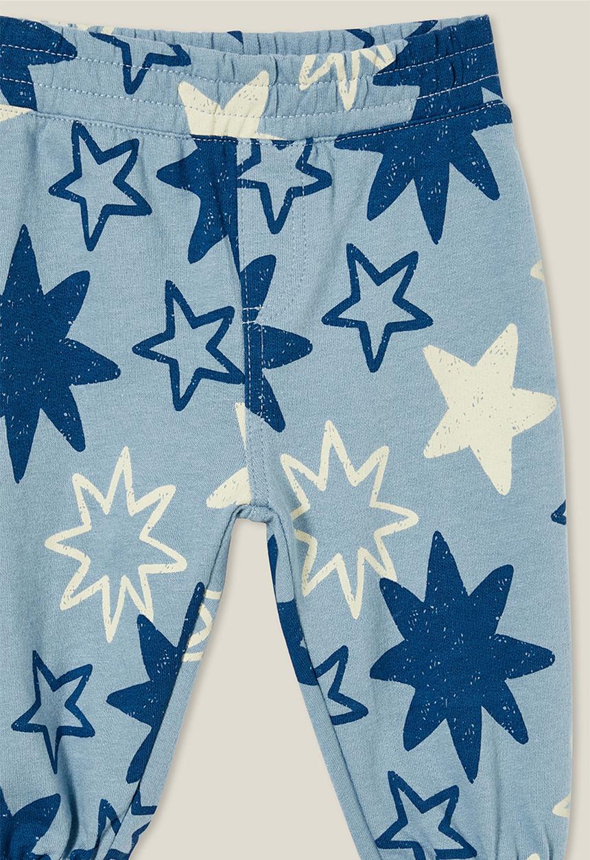 Cotton On - Felix trackpant - dusty blue/sketchy stars