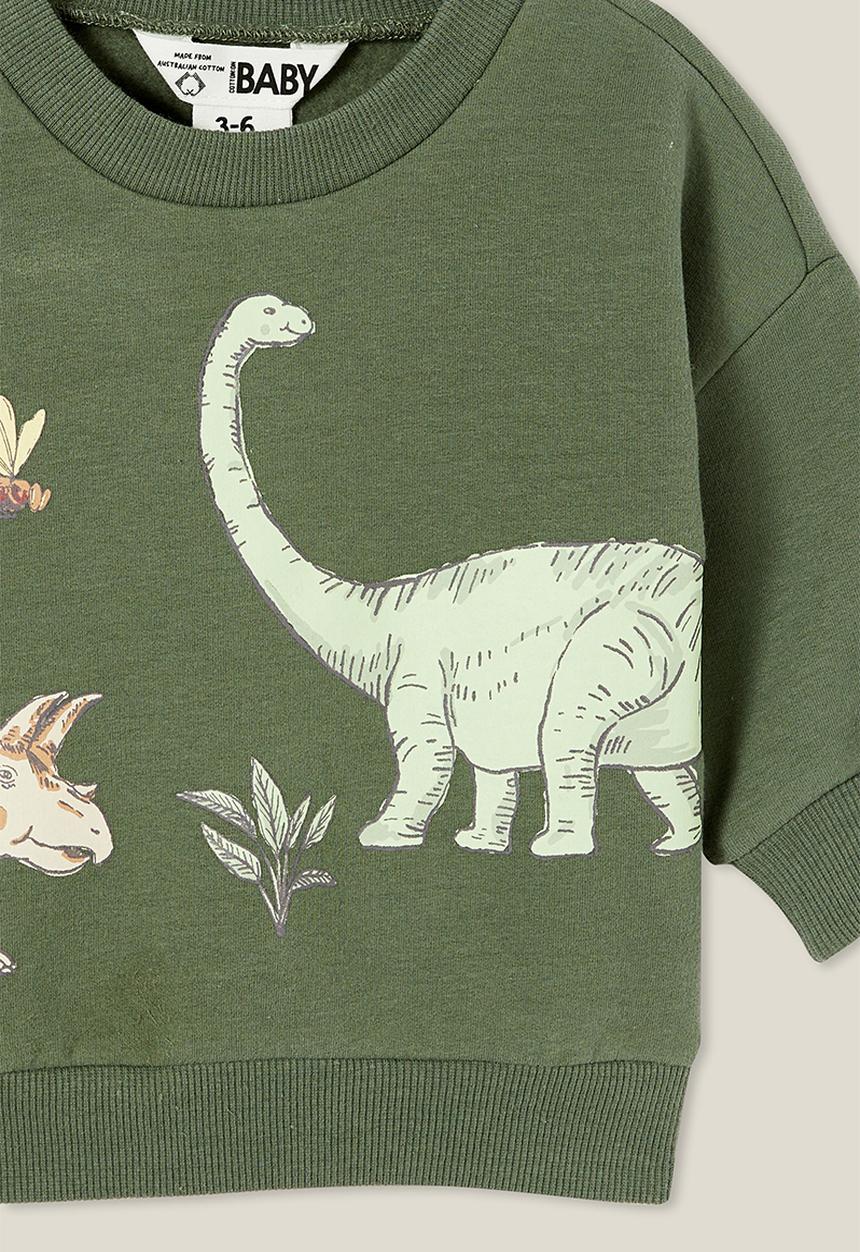 Cotton On - Alma drop shoulder sweater - swag green/rhino & dino